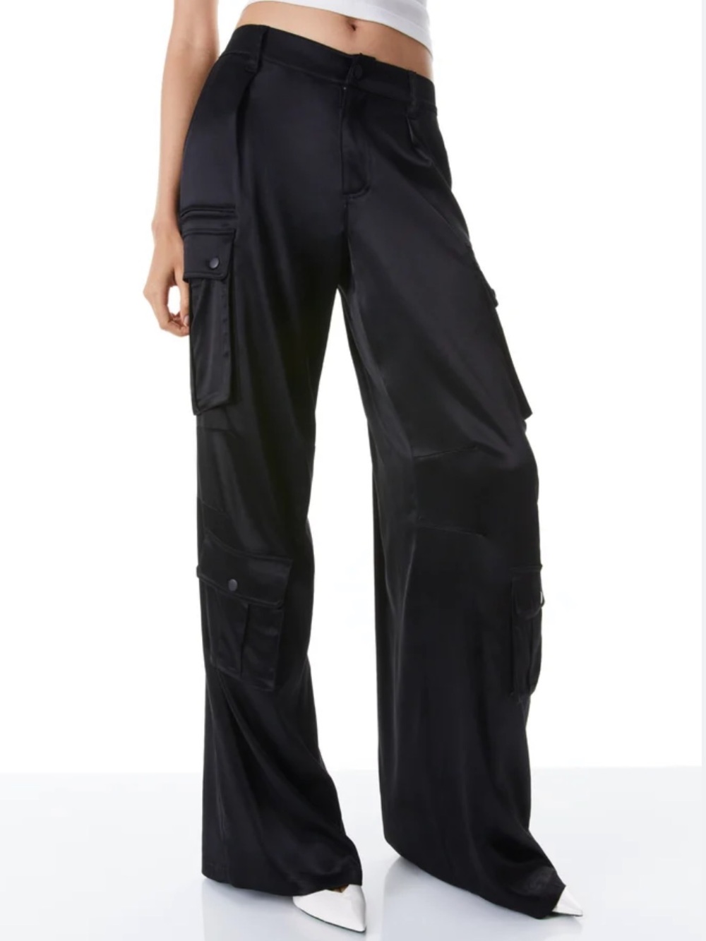 Alice + Olivia Black Wide-Leg Cargo Pants